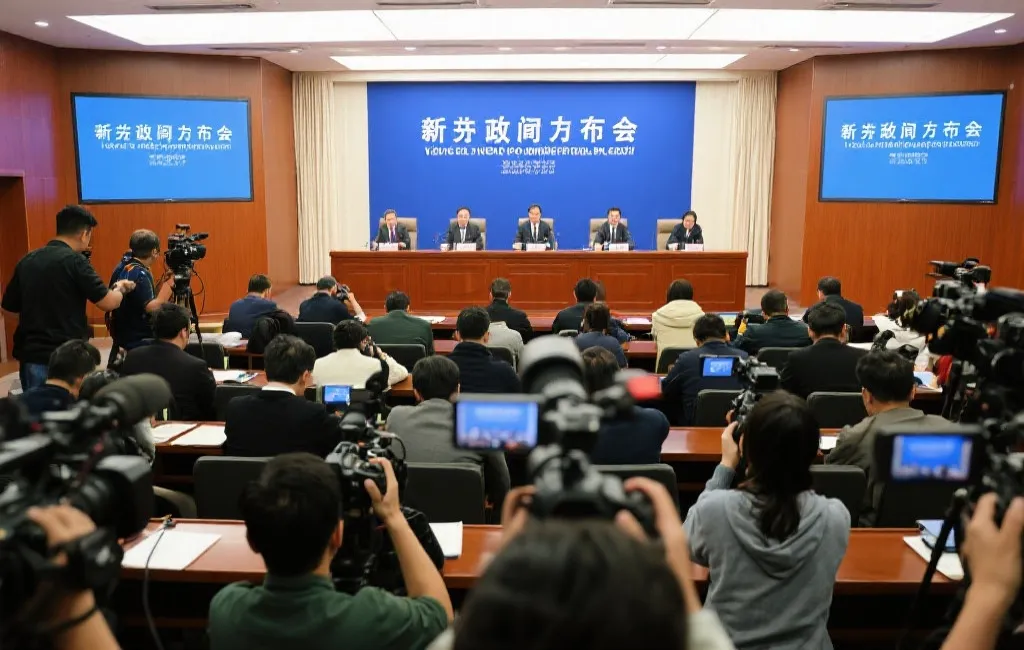 媒体记者正在现场报道官方计划发布